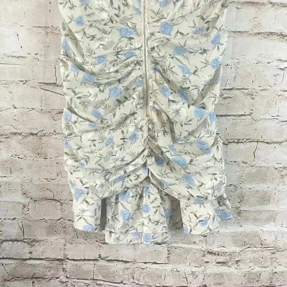 NWT Lulus S Not Just a Crush Taupe Floral Ruched Off the Shoulder Mini Dress Sm - Picture 12 of 16